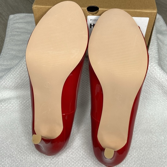 Red Hot Peep Toe Stiletto - Picture 2 of 4